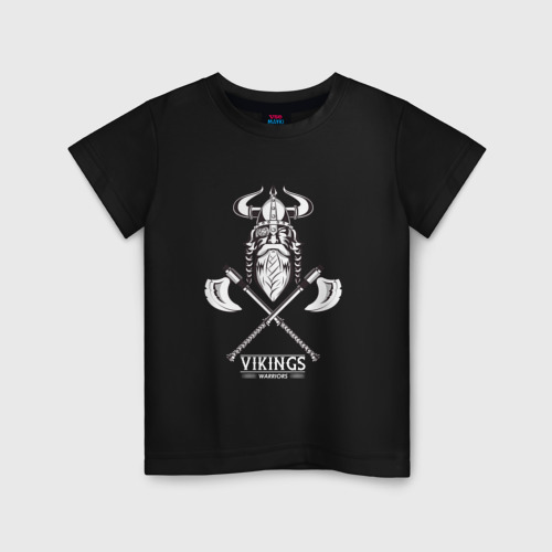 Детская футболка хлопок с принтом Vikings - викинги, вид спереди #2