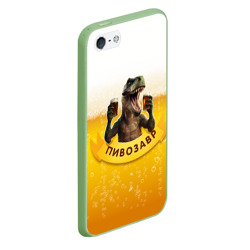 Чехол для iPhone 5/5S матовый Динозавр пивозавр на фоне пива - фото 2