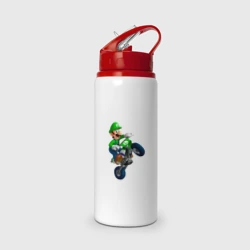 Бутылка для воды с трубочкой Луиджи на байке