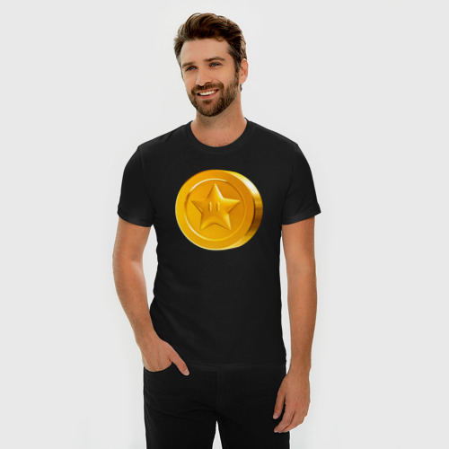 Мужская футболка хлопок Slim Монета Марио, цвет черный - фото 3