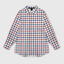 Мужская рубашка oversize 3D Полосатый сине-красный клетчатый