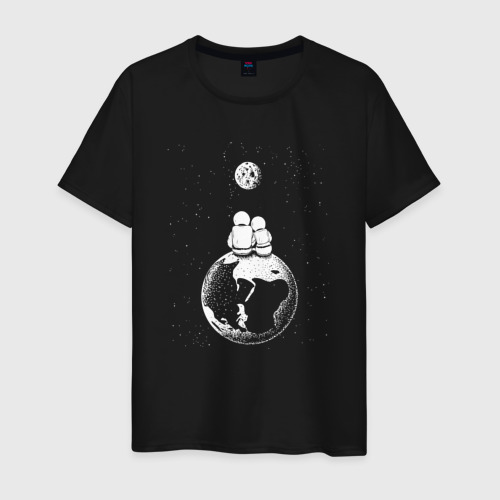 Мужская футболка хлопок Earth love, цвет черный