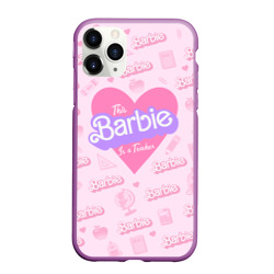 Чехол для iPhone 11 Pro Max матовый Эта Барби - учительница: розовый паттерн