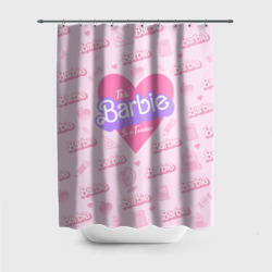 Штора 3D для ванной Эта Барби - учительница: розовый паттерн