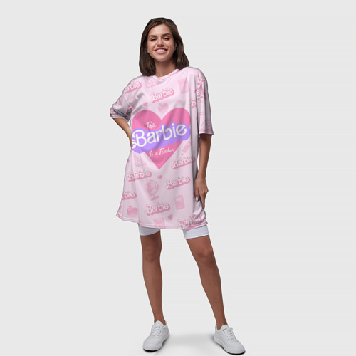 Платье-футболка 3D Эта Барби - учительница: розовый паттерн, цвет 3D печать - фото 5