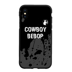 Чехол для iPhone XS Max матовый Cowboy Bebop glitch на темном фоне: символ сверху