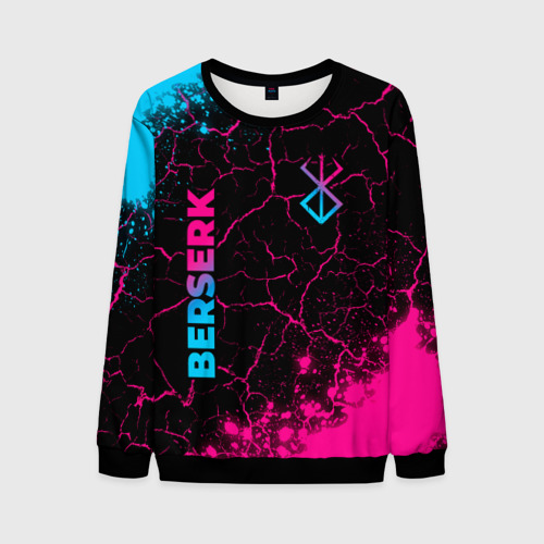 Мужской свитшот 3D Berserk - neon gradient: надпись, символ, цвет черный