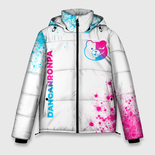 Мужская зимняя куртка 3D Danganronpa neon gradient style: надпись, символ, цвет черный