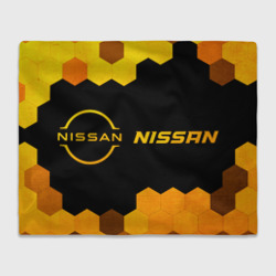 Плед 3D Nissan - gold gradient: надпись и символ