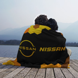 Плед 3D Nissan - gold gradient: надпись и символ - фото 2
