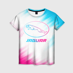 Женская футболка 3D Jaguar neon gradient style