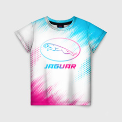 Детская футболка 3D Jaguar neon gradient style