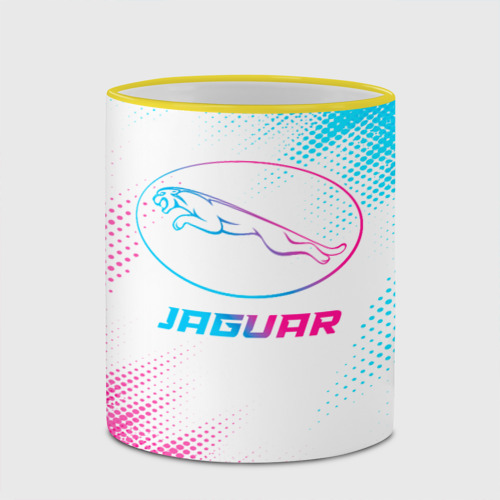 Кружка с полной запечаткой Jaguar neon gradient style, цвет Кант желтый - фото 4