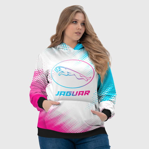 Женская толстовка 3D Jaguar neon gradient style, цвет 3D печать - фото 6