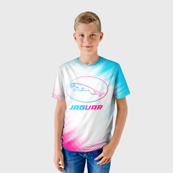 Детская футболка 3D Jaguar neon gradient style - фото 2