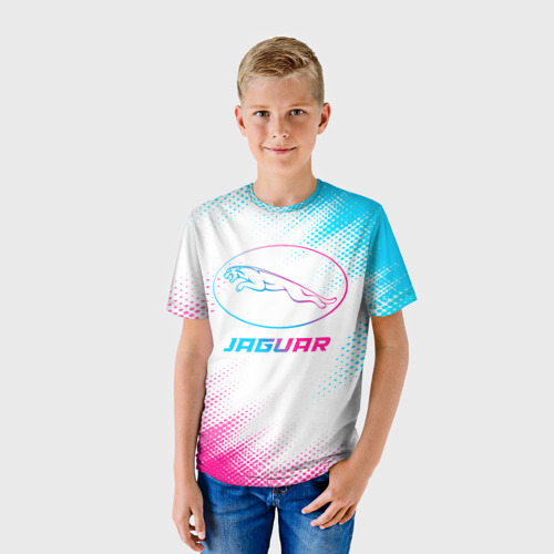 Детская футболка 3D Jaguar neon gradient style, цвет 3D печать - фото 3