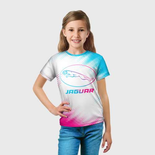 Детская футболка 3D Jaguar neon gradient style, цвет 3D печать - фото 5