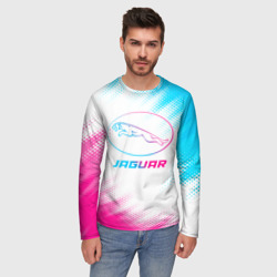 Мужской лонгслив 3D Jaguar neon gradient style - фото 2