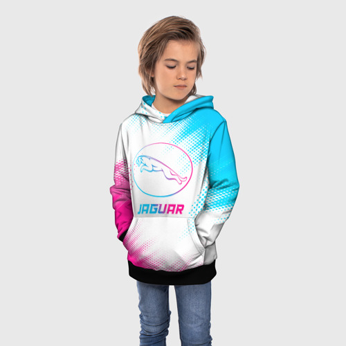 Детская толстовка 3D Jaguar neon gradient style, цвет черный - фото 3