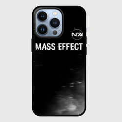 Чехол для iPhone 13 Pro Mass Effect glitch на темном фоне: символ сверху