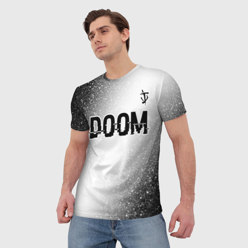 Мужская футболка 3D Doom glitch на светлом фоне: символ сверху, цвет 3D печать - фото 3
