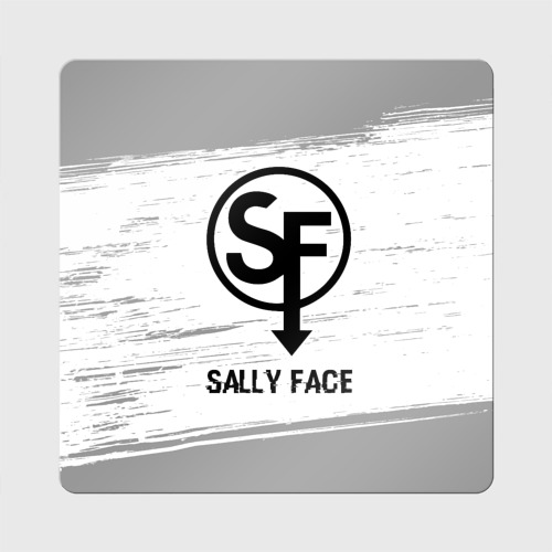 Магнит виниловый Квадрат Sally Face glitch на светлом фоне