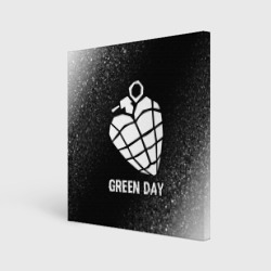 Холст квадратный Green Day glitch на темном фоне