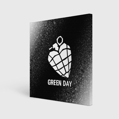 Холст квадратный Green Day glitch на темном фоне, цвет 3D печать