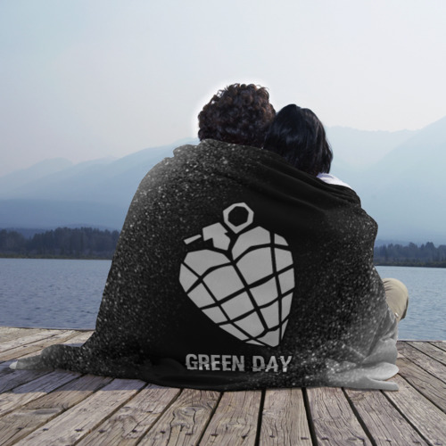 Плед 3D Green Day glitch на темном фоне, цвет 3D (велсофт) - фото 3