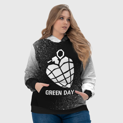 Женская толстовка 3D Green Day glitch на темном фоне, цвет 3D печать - фото 6