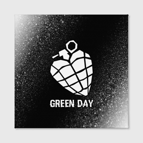 Холст квадратный Green Day glitch на темном фоне, цвет 3D печать - фото 2