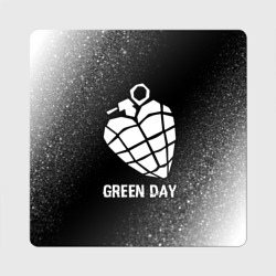 Магнит виниловый Квадрат Green Day glitch на темном фоне