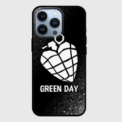 Чехол для iPhone 13 Pro Green Day glitch на темном фоне