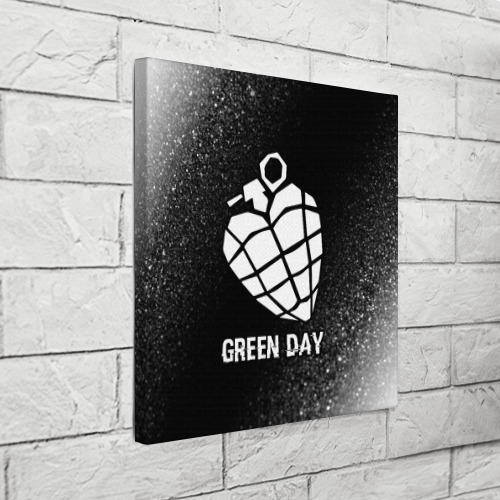 Холст квадратный Green Day glitch на темном фоне, цвет 3D печать - фото 3