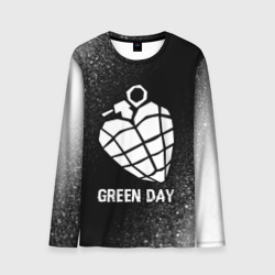 Мужской лонгслив 3D Green Day glitch на темном фоне