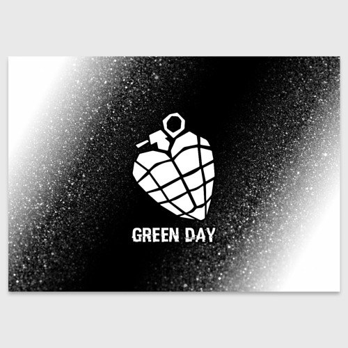 Поздравительная открытка Green Day glitch на темном фоне, цвет белый