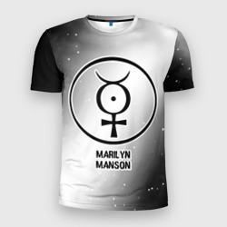 Мужская футболка 3D Slim Marilyn Manson glitch на светлом фоне