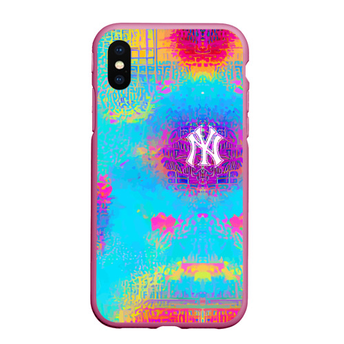 Чехол для iPhone XS Max матовый New York Yankees - baseball team - logo, цвет малиновый