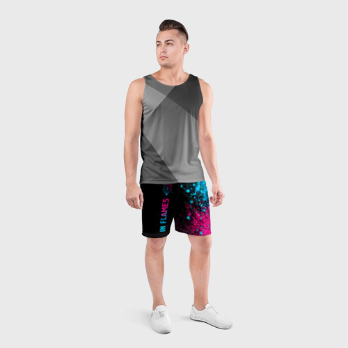 Мужские шорты спортивные In Flames - neon gradient: по-вертикали, цвет 3D печать - фото 4