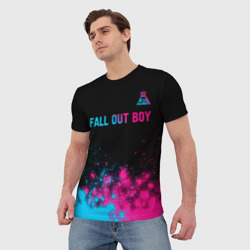 Мужская футболка 3D Fall Out Boy - neon gradient: символ сверху - фото 2