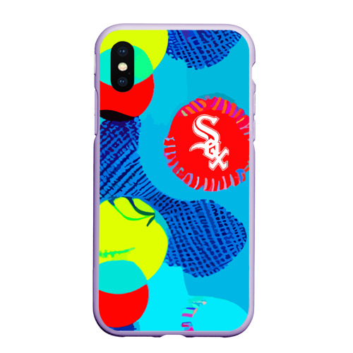 Чехол для iPhone XS Max матовый Chicago White Sox - baseball team, цвет светло-сиреневый