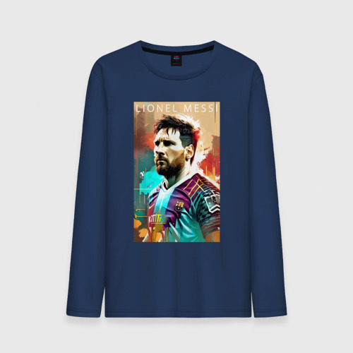 Мужской лонгслив хлопок Lionel Messi - football - striker, цвет темно-синий