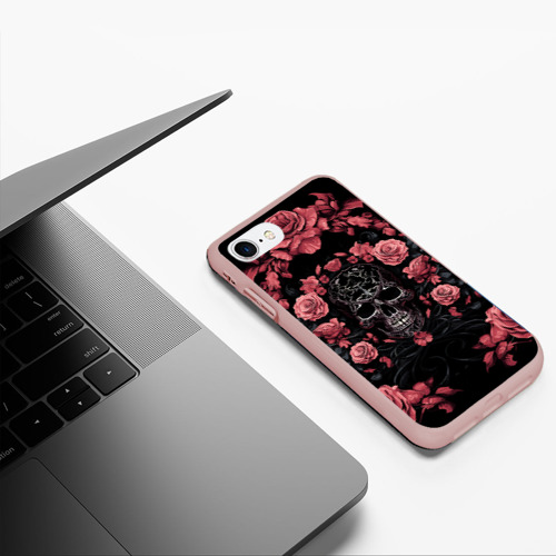 Чехол для iPhone 7/8 матовый с принтом И череп и розы, фото #5