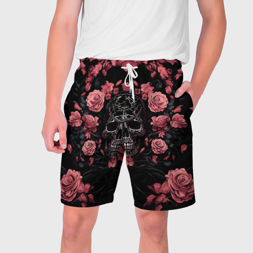 Мужские шорты 3D И череп и розы, цвет 3D печать