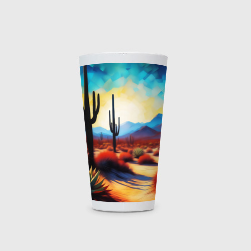 Кружка Латте с принтом Кактусы в пустыне ретро пейзаж, фото на моделе #1