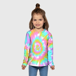 Детский лонгслив 3D Tie-Dye кислотный в стиле барби - фото 2