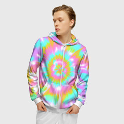 Мужская толстовка 3D на молнии Tie-Dye кислотный в стиле барби - фото 2