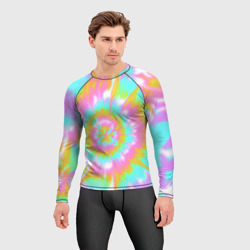 Мужской рашгард 3D Tie-Dye кислотный в стиле барби - фото 2