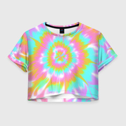 Женская футболка Crop-top 3D Tie-Dye кислотный в стиле барби