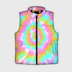 Женский жилет утепленный 3D Tie-Dye кислотный в стиле барби